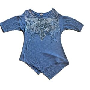 Harley-Davidson Blue Asymmetrical Top Size Large